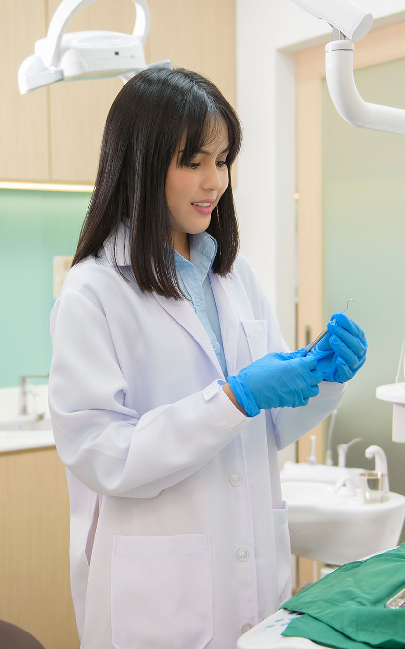 Female dentist working in a clinic